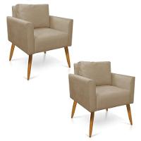 Kit 2 Poltronas Aline Suede Marrom Rato Pés Palito Castanho - D'rossi - 1