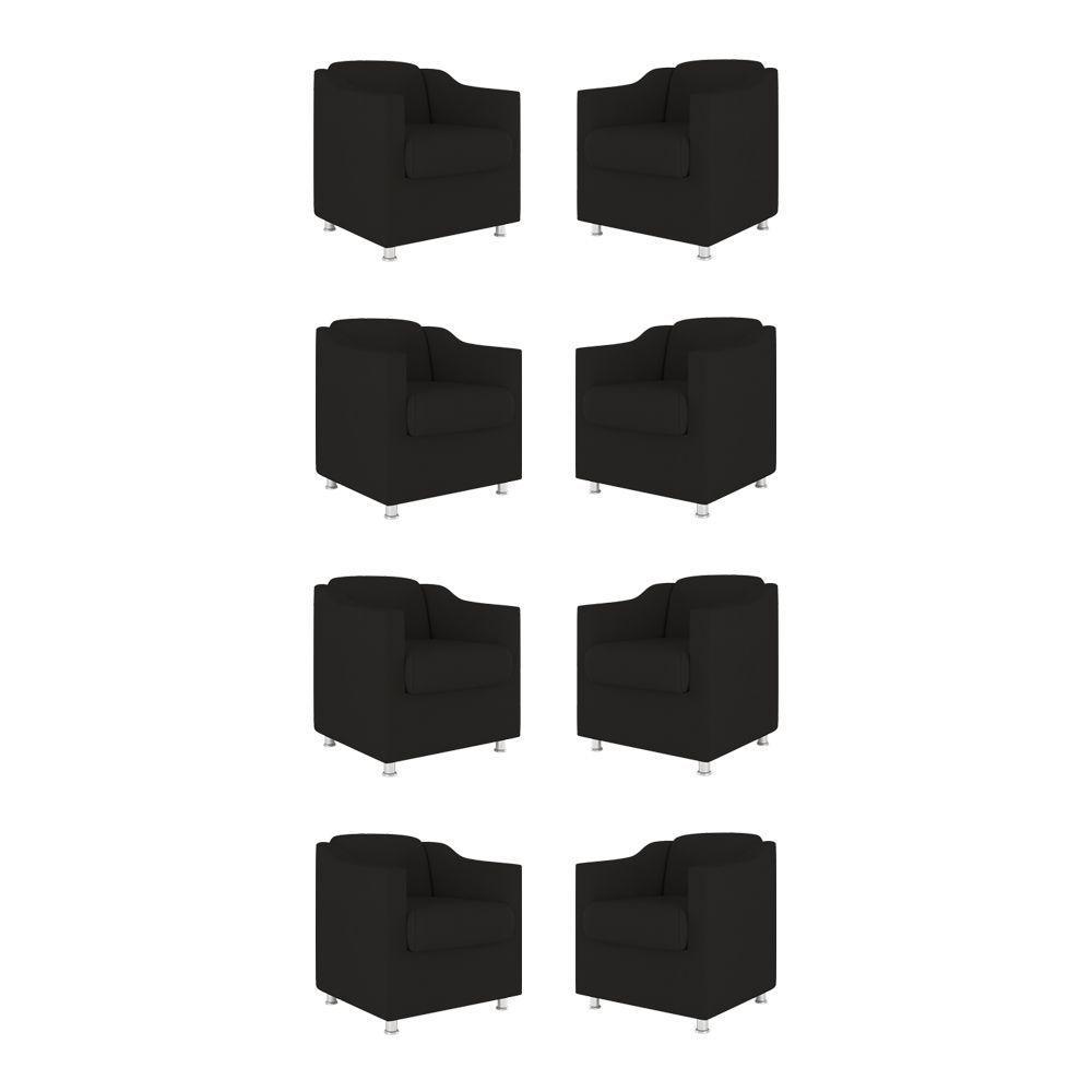 Kit 08 Poltronas Tilla Consultório Recepção Sala Suede Cor:preto - 1