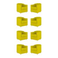 Kit 08 Poltronas Tilla Consultório Recepção Sala Suede Cor:amarelo - 1