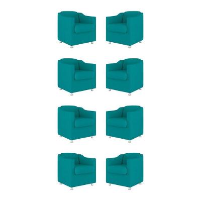 Kit 08 Poltronas Tilla Para Consultório E Recepção Suede Turquesa Balaqui Decor