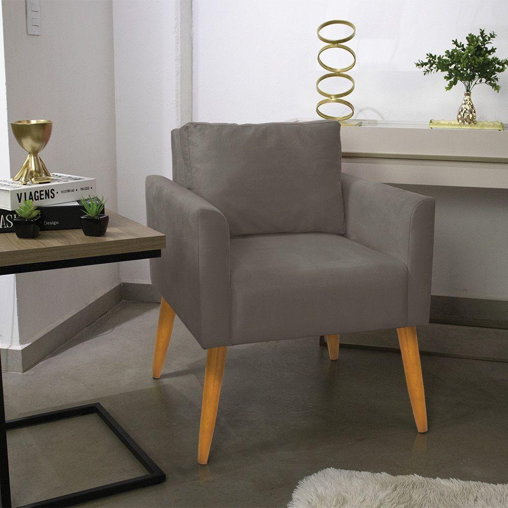 Kit 2 Poltronas Aline Suede Pés Palito Castanho - D'rossi Cor Grafite - 8