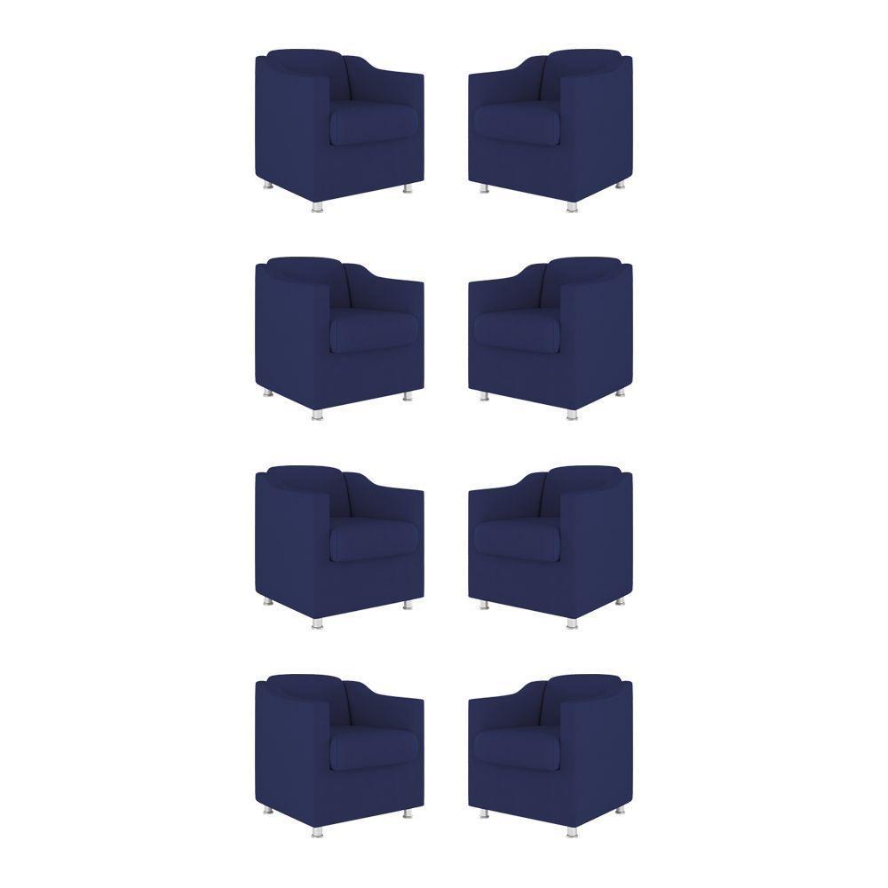 Kit 08 Poltronas Tilla Consultório Recepção Sala Suede Cor:azul Marinho - 1