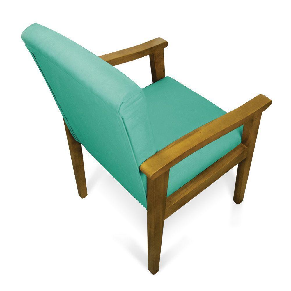 Kit 2 Poltronas Eloisa Suede Base De Madeira Castanho - D'Rossi Azul Turquesa - 5