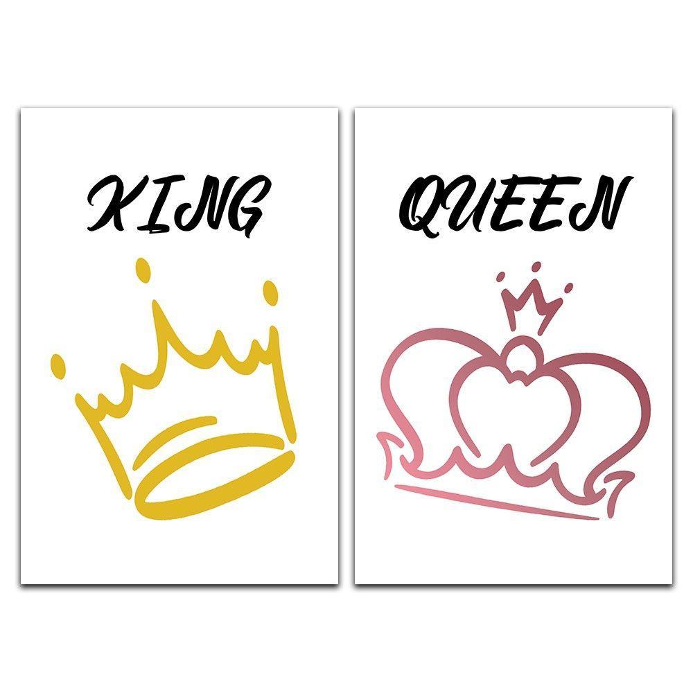 Kit Placas Quadros Decorativos 2 pçs 40x60 Rei e Rainha - 3