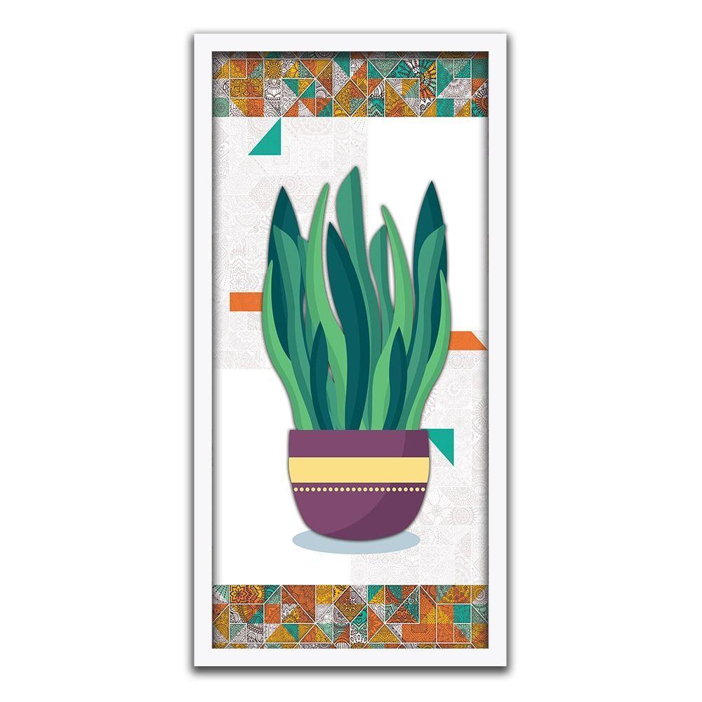 Kit 2 Quadros Decorativos 20x45 Vasos e Azulejos - 4