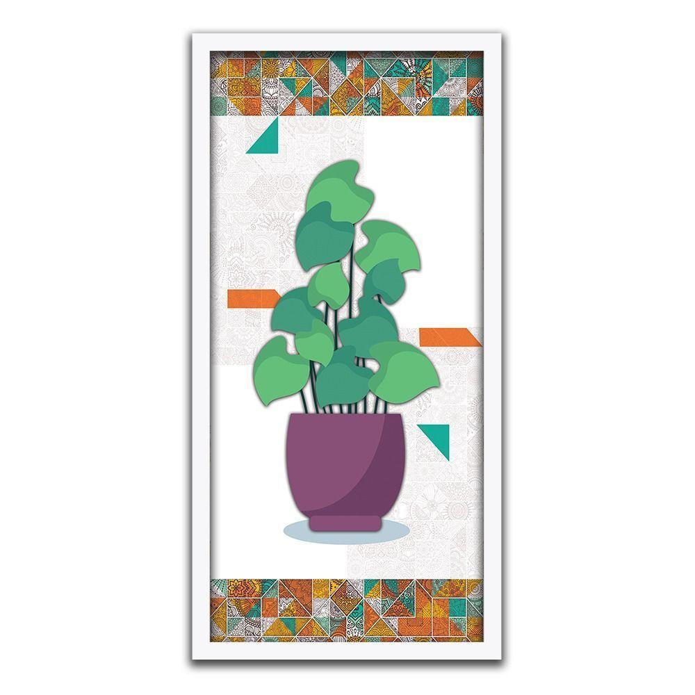 Kit 2 Quadros Decorativos 20x45 Vasos e Azulejos - 9