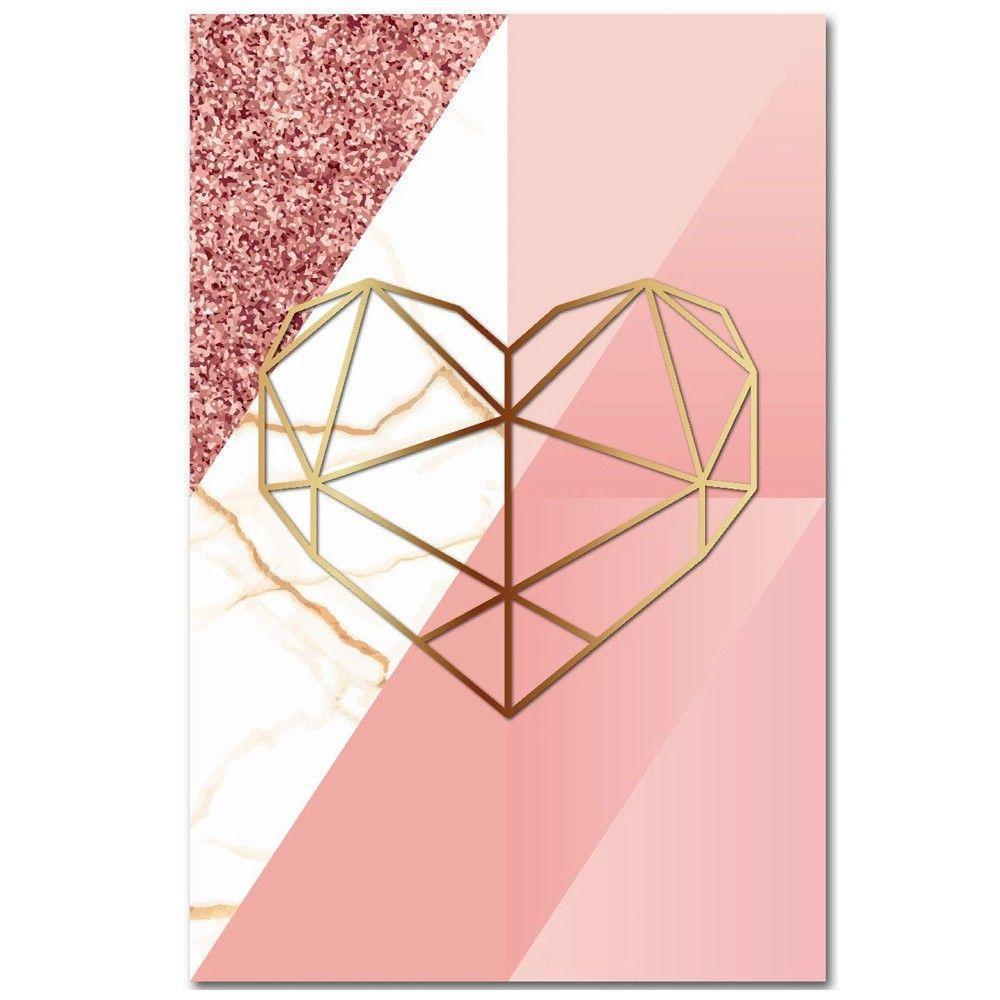 Kit Placas Quadros Decorativos 3 pçs MDF 30x45 Formas Rosa - 3