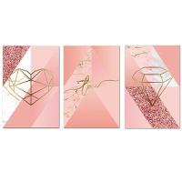 Kit Placas Quadros Decorativos 3 pçs MDF 30x45 Formas Rosa - 2