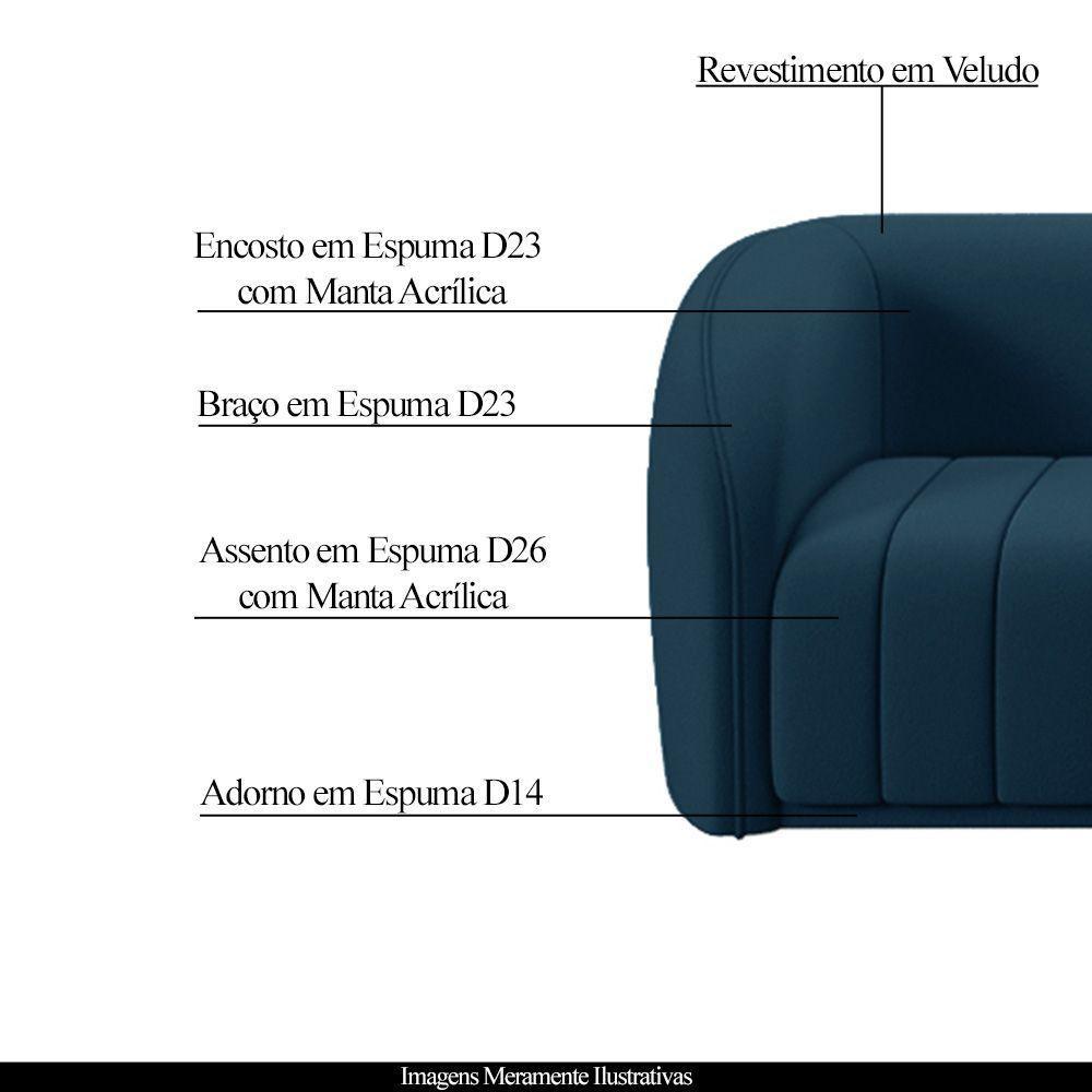 Kit 2 Poltronas Decorativas Sala De Estar Adam Veludo Azul Marinho G45 - Gran Belo - 8