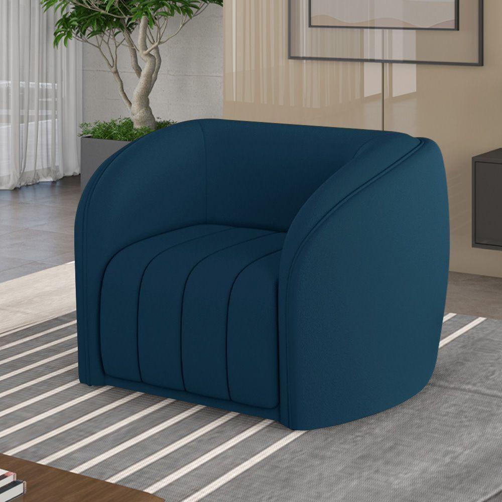Kit 2 Poltronas Decorativas Sala De Estar Adam Veludo Azul Marinho G45 - Gran Belo - 10