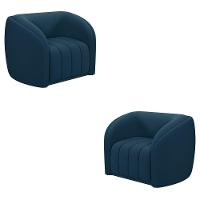 Kit 2 Poltronas Decorativas Sala De Estar Adam Veludo Azul Marinho G45 - Gran Belo - 1