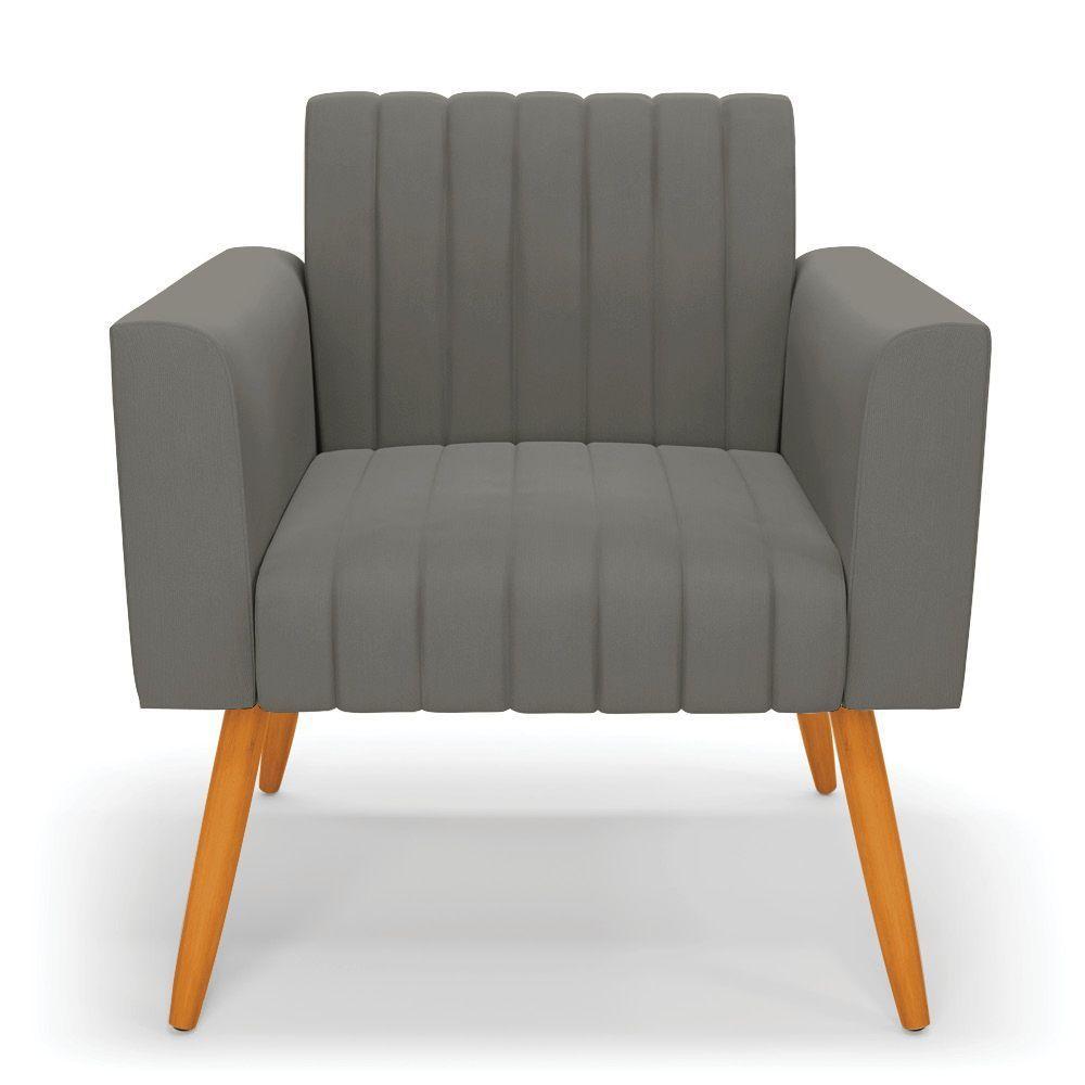 Kit 2 Poltronas Viena Gomada Suede Pés Palito Castanho - D'rossi Cor Grafite - 7