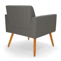 Kit 2 Poltronas Viena Gomada Suede Pés Palito Castanho - D'rossi Cor Grafite - 5