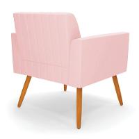 Kit 2 Poltronas Viena Gomada Suede Pés Palito Castanho - D'rossi Cor Rosa Bebê - 5