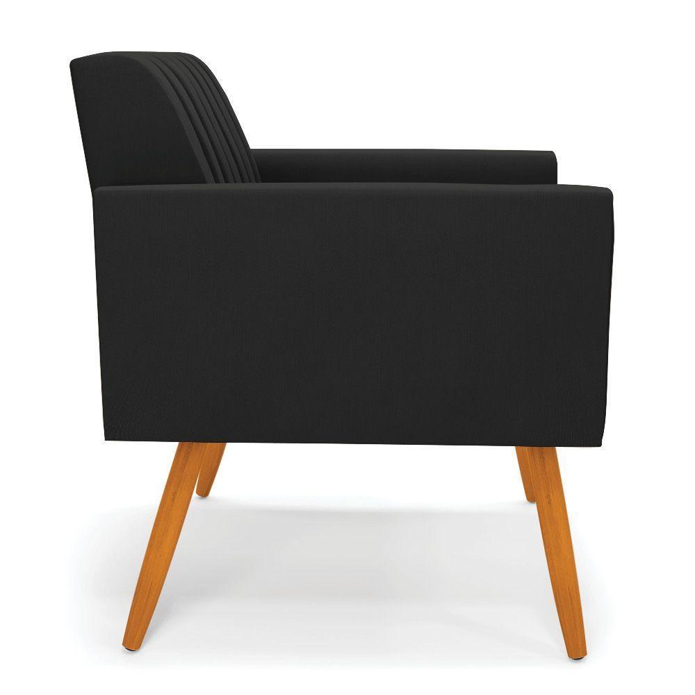 Kit 2 Poltronas Viena Gomada Suede Pés Palito Castanho - D'rossi Cor Preto - 6