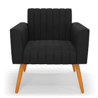 Kit 2 Poltronas Viena Gomada Suede Pés Palito Castanho - D'rossi Cor Preto - 7