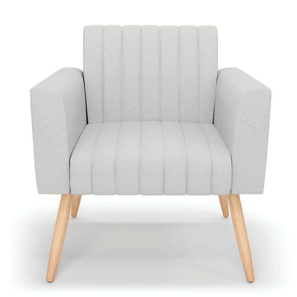 Kit 2 Poltronas Viena Gomada Linho Pés Palito Natural - D'rossi Cor A05 Cinza - 7