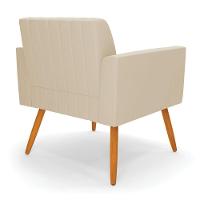 Kit 2 Poltronas Viena Gomada Suede Pés Palito Castanho - D'rossi Cor Bege - 5