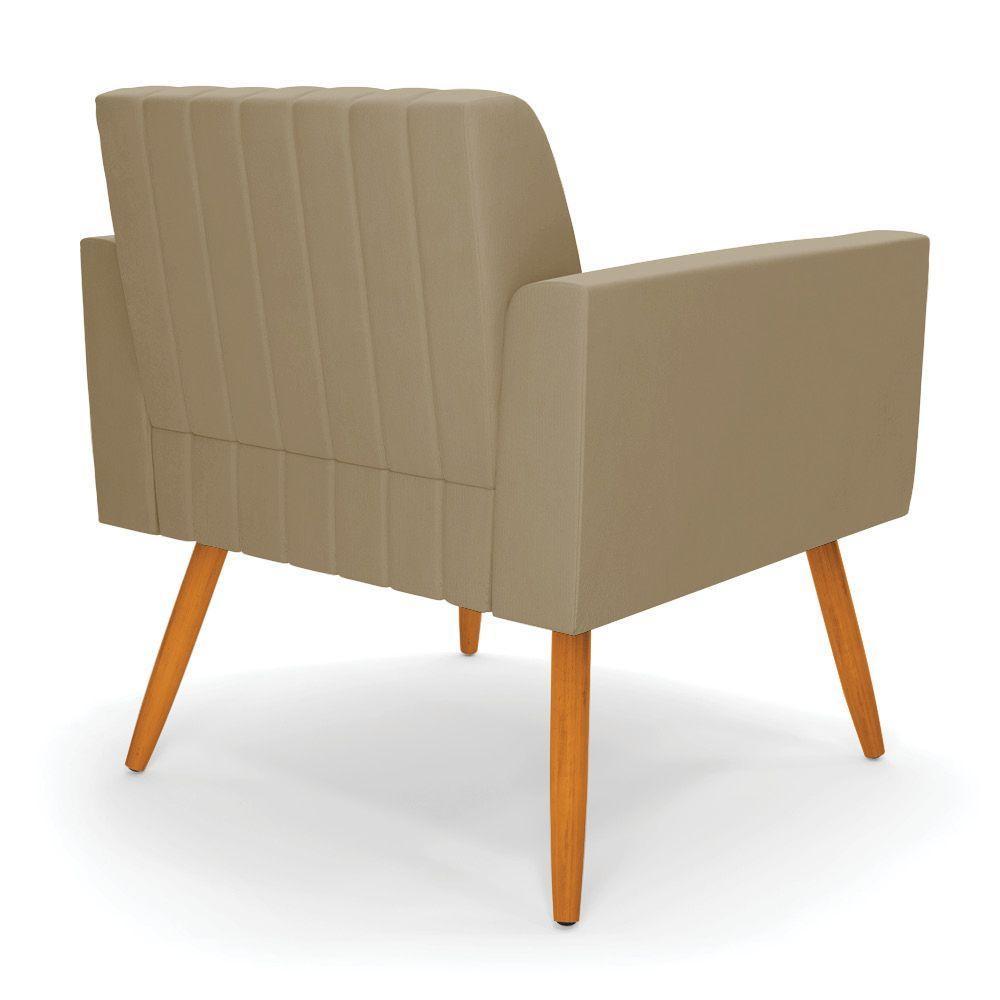 Kit 2 Poltronas Viena Gomada Suede Pés Palito Castanho - D'rossi Cor Marrom Rato - 5