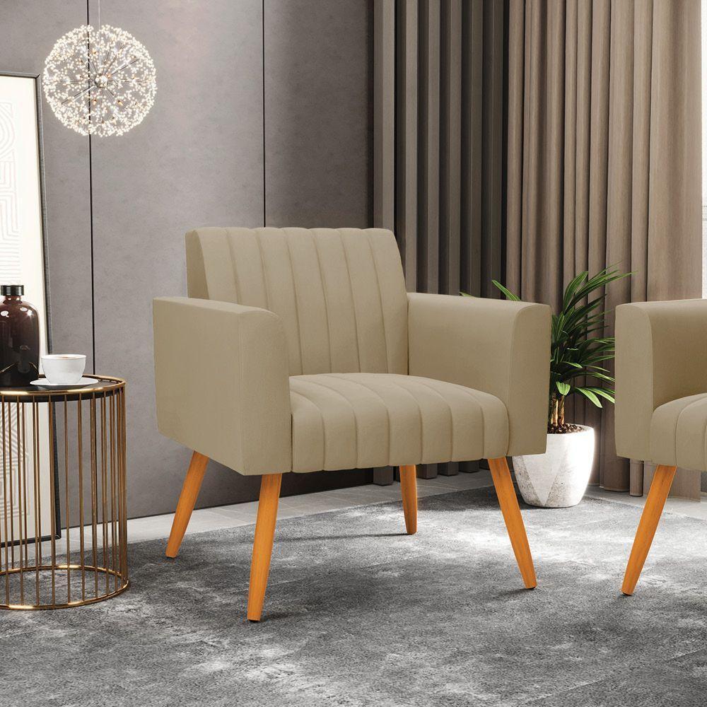 Kit 2 Poltronas Viena Gomada Suede Pés Palito Castanho - D'rossi Cor Marrom Rato - 8