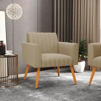 Kit 2 Poltronas Viena Gomada Suede Pés Palito Castanho - D'rossi Cor Marrom Rato - 8