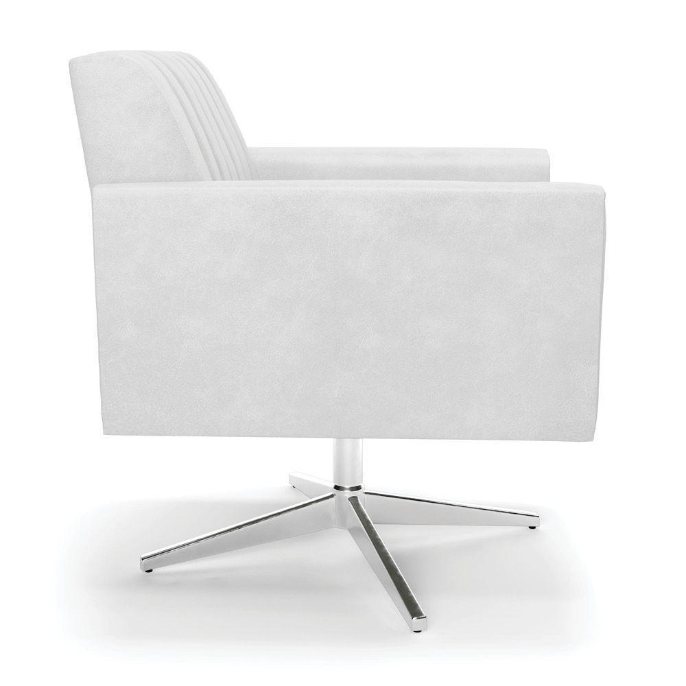 Kit 2 Poltronas Giratória Viena Gomada Corano Branco Base Cromada - D'rossi - 5