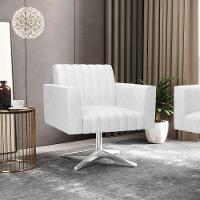 Kit 2 Poltronas Giratória Viena Gomada Corano Branco Base Cromada - D'rossi - 7