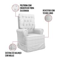 Poltrona De Amamentação Com Balanço E Puff Laura Linho Cinza Grosso Tc187 Base De Madeira - D'rossi - 7