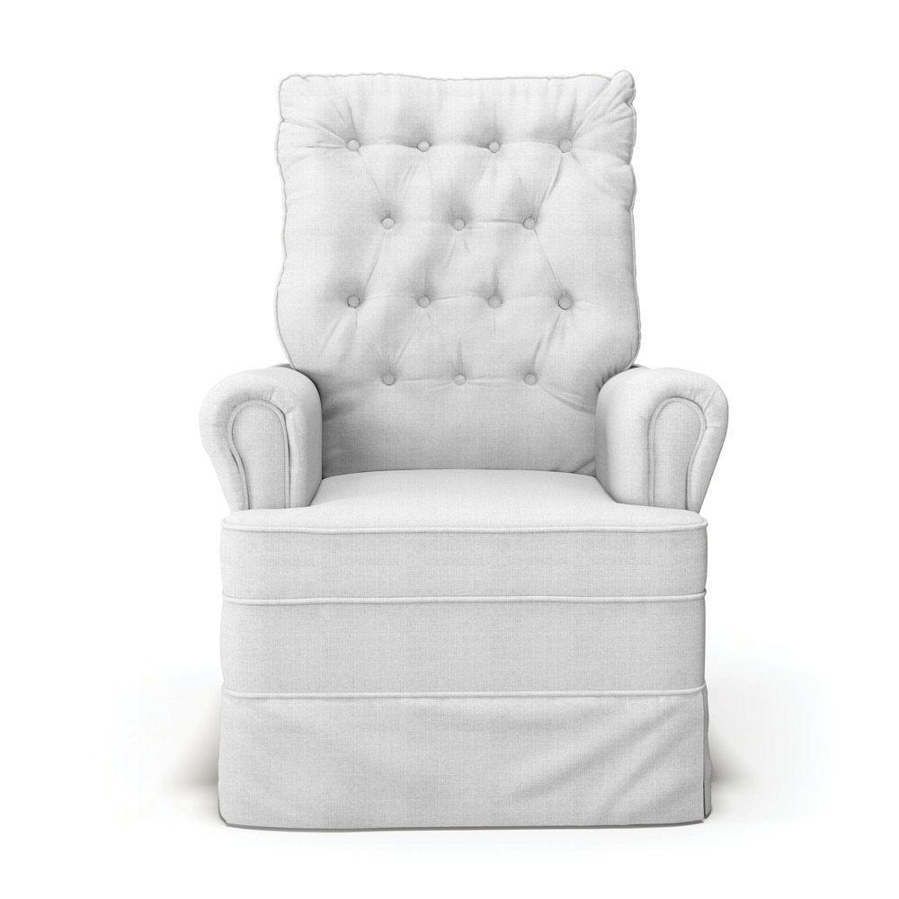 Poltrona De Amamentação Com Balanço E Puff Laura Linho Base De Madeira - D'rossi Cor Cinza Grosso - 1