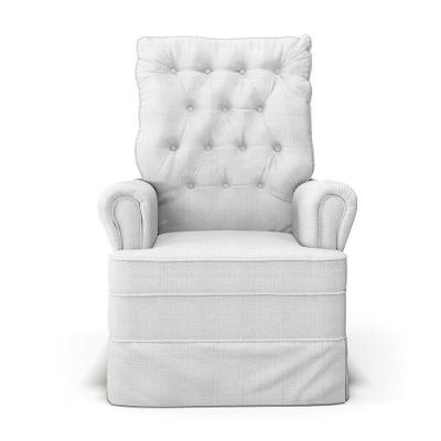 Poltrona De Amamentação Com Balanço E Puff Laura Linho Base De Madeira - D'rossi Cor Cinza Grosso