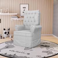 Poltrona De Amamentação Com Balanço Laura Linho Base De Madeira - D'rossi Cor Cinza - 7