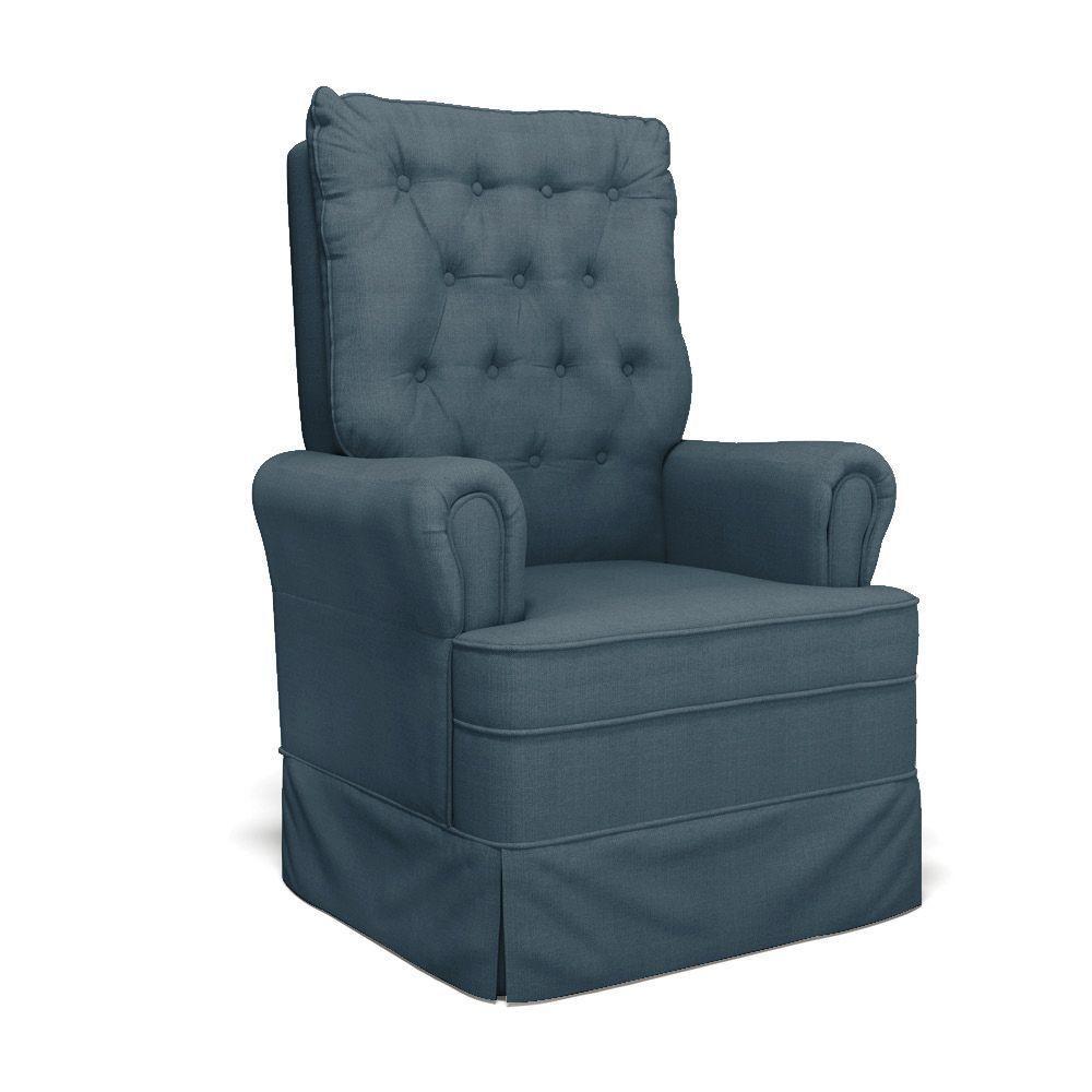 Poltrona De Amamentação Com Balanço Laura Linho Base De Madeira - D'rossi Cor Azul - 1