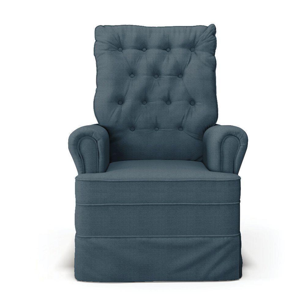 Poltrona De Amamentação Com Balanço Laura Linho Base De Madeira - D'rossi Cor Azul - 6