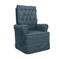 Poltrona De Amamentação Com Balanço Laura Linho Base De Madeira - D'rossi Cor Azul - 1