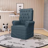 Poltrona De Amamentação Com Balanço Laura Linho Base De Madeira - D'rossi Cor Azul - 7