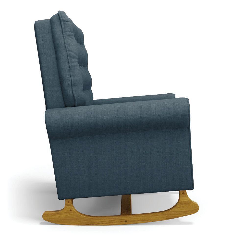 Poltrona De Amamentação Com Balanço Laura Linho Azul Tc195 Base De Madeira D'rossi - 5
