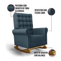 Poltrona De Amamentação Com Balanço Laura Linho Azul Tc195 Base De Madeira D'rossi - 3