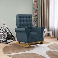 Poltrona De Amamentação Com Balanço Laura Linho Azul Tc195 Base De Madeira D'rossi - 7