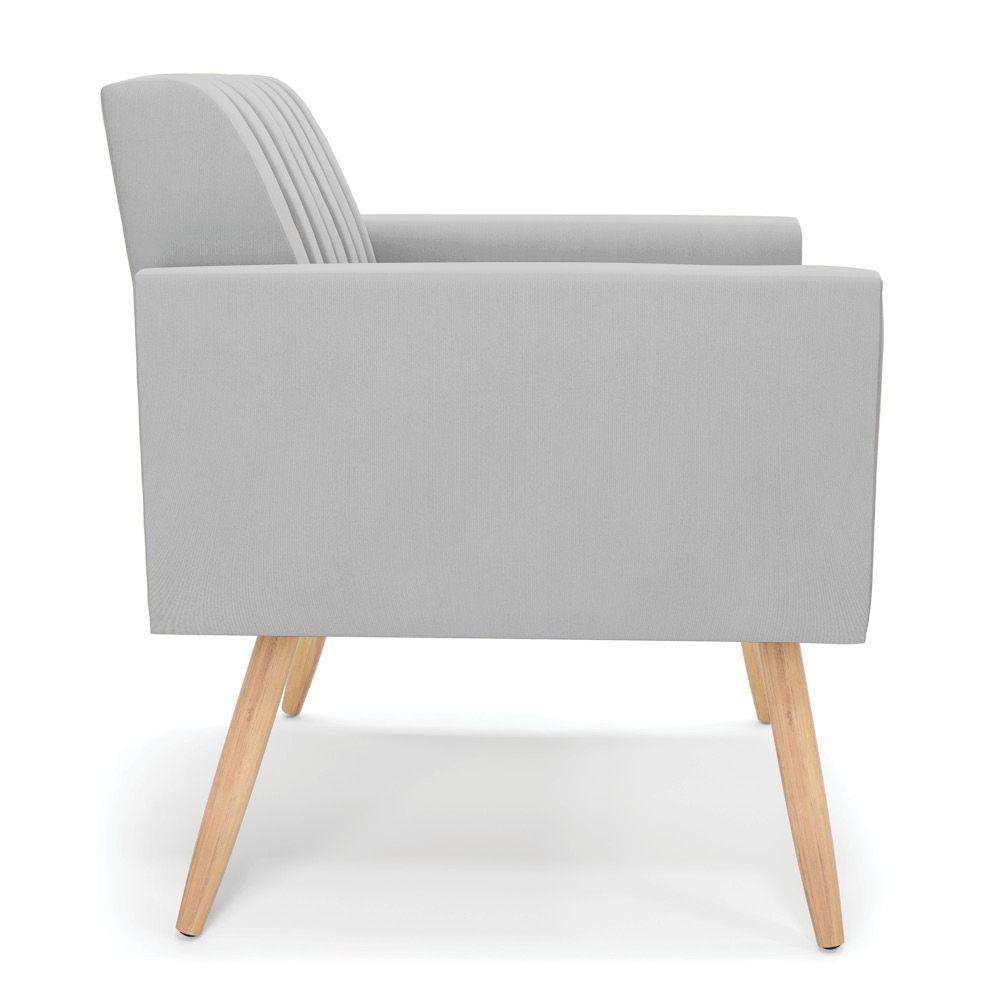 Kit 2 Poltronas Viena Gomada Suede Pés Palito Natural - D'rossi Cor Cinza - 6