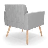 Kit 2 Poltronas Viena Gomada Suede Pés Palito Natural - D'rossi Cor Cinza - 5