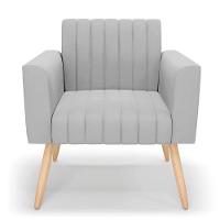 Kit 2 Poltronas Viena Gomada Suede Pés Palito Natural - D'rossi Cor Cinza - 7