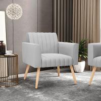 Kit 2 Poltronas Viena Gomada Suede Pés Palito Natural - D'rossi Cor Cinza - 8