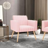 Kit 2 Poltronas Viena Gomada Suede Pés Palito Natural - D'rossi Cor Rosa Bebê - 8