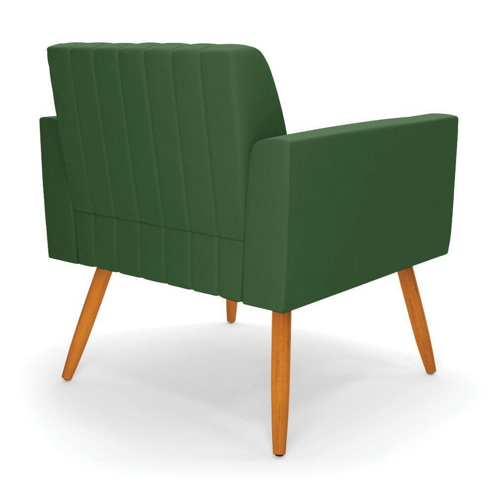 Kit 2 Poltronas Viena Gomada Suede Pés Palito Castanho - D'rossi Cor Verde - 5