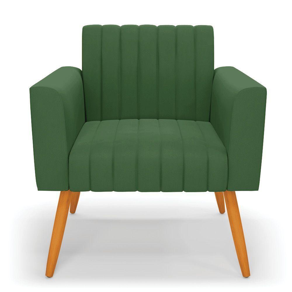 Kit 2 Poltronas Viena Gomada Suede Pés Palito Castanho - D'rossi Cor Verde - 7