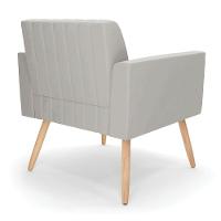 Kit 2 Poltronas Viena Gomada Veludo Cinza Pés Palito Natural - D'rossi