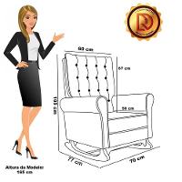 Poltrona De Amamentação Com Balanço E Puff Manu Veludo Base De Madeira - D'rossi Cor Cinza