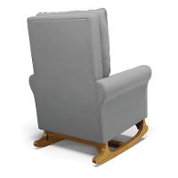 Poltrona De Amamentação Com Balanço E Puff Manu Veludo Base De Madeira - D'rossi Cor Cinza - 7