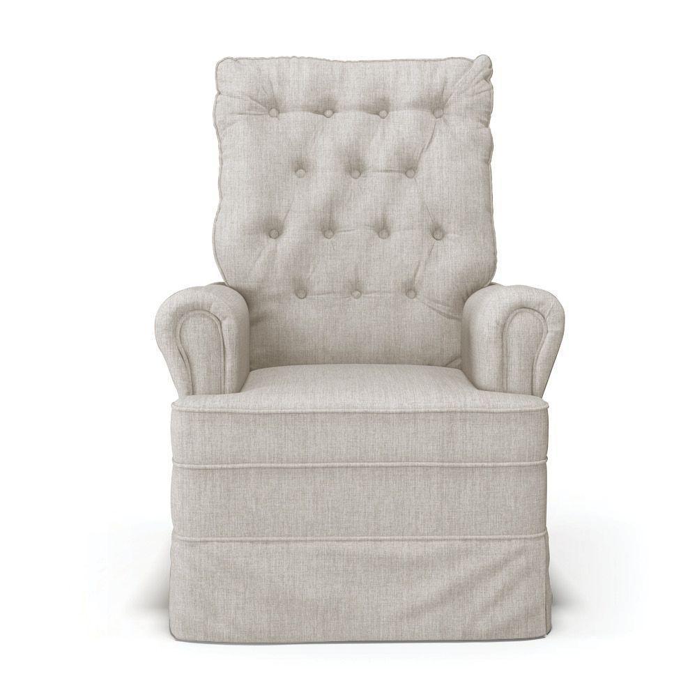 Poltrona De Amamentação Com Balanço E Puff Laura Linho Prata Tc180 Base De Madeira - D'rossi - 8