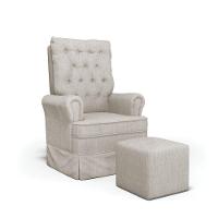 Poltrona De Amamentação Com Balanço E Puff Laura Linho Prata Tc180 Base De Madeira - D'rossi - 1